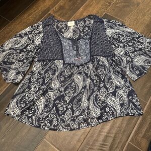 EUC Knox Rose BoHo Sheer Oversized Tunic Blouse